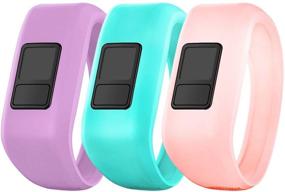 img 4 attached to 🌈 Stretchy Silicone iBREK Watch Bands for Garmin Vivofit jr/jr 2/3 - Replacement Bands for Kids Boys Girls (No Tracker) - 3 Pack: Transparent Pink, Teal, Lavender (Small)