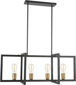 img 4 attached to Geometric Modern Industrial Chandelier LS-C249-BK: 4-Light Kitchen Island Pendant, Matte Black & Antique Brass Finish by Light Society Paradigm