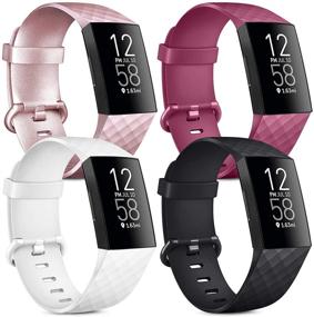 img 4 attached to Silicone Wristbands Compatible Fitbit Charge Wearable Technology
