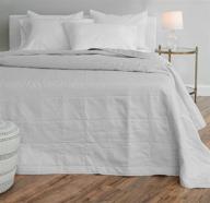 🛏️ premium full/queen size gray linen and cotton percale quilt - 96"x 96" - luxurious soft bedspread for ultimate comfort - breathable all-season bedding - machine washable logo