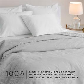 img 1 attached to 🛏️ Premium Full/Queen Size Gray Linen and Cotton Percale Quilt - 96"x 96" - Luxurious Soft Bedspread for Ultimate Comfort - Breathable All-Season Bedding - Machine Washable