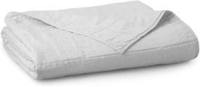 img 3 attached to 🛏️ Premium Full/Queen Size Gray Linen and Cotton Percale Quilt - 96"x 96" - Luxurious Soft Bedspread for Ultimate Comfort - Breathable All-Season Bedding - Machine Washable