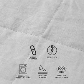 img 2 attached to 🛏️ Premium Full/Queen Size Gray Linen and Cotton Percale Quilt - 96"x 96" - Luxurious Soft Bedspread for Ultimate Comfort - Breathable All-Season Bedding - Machine Washable