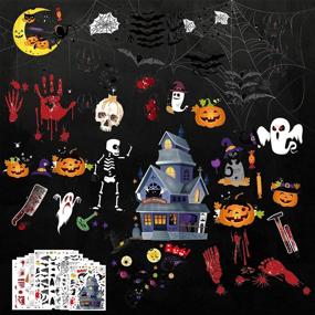 img 4 attached to 🎃 Прук 216 шт. Хэллоуинские стикеры на окна: двусторонние, съемные наклейки для декора на Хэллоуин