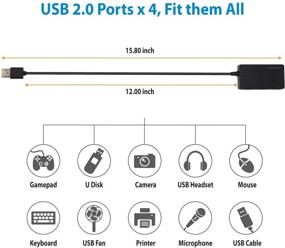 img 2 attached to 🔌 HomeSpot USB2.0 Hub 4-Port High Speed with Long Extension Cable: Windows 7/8/10 OSX Linux Compatible