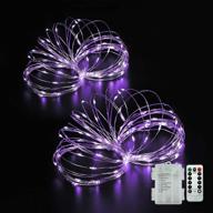 🎉 beewin 2 pack 33ft 100 led copper string lights: waterproof, 8 modes fairy lights with remote timer for wedding, patio, bedroom, party decor - purple (2pcs) логотип