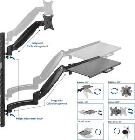 img 2 attached to 💼 Enhance Productivity with VIVO Black Sit-Stand Wall Mount Counterbalance Workstation for 27-inch Screens - STAND-SIT1K