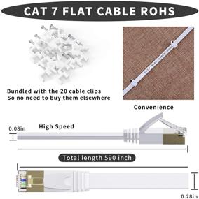 img 2 attached to 🔌 Durable 50ft Cat 7 Ethernet Cable – High Speed Flat Network Cord for Router, Modem, Xbox, Gaming – Faster Than Cat6 Cat5e – Slim White LAN Wire with Rj45 Connectors