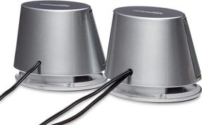 img 3 attached to 🔊 USB Plug-n-Play Computer Speakers for PC or Laptop - Amazon Basics, Silver with Blue LED Light (1 Pair, 2 Speakers)