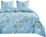 🌺 wake in cloud floral comforter set: queen size, blue with white flowers print - soft microfiber bedding (3pcs) logo