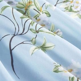 img 2 attached to 🌺 Wake In Cloud Floral Comforter Set: Queen Size, Blue with White Flowers Print - Soft Microfiber Bedding (3pcs)