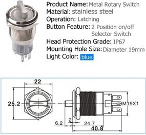 img 3 attached to ⚙️ Quentacy 19mm 2 Position Latching Rotary Toggle Switch SPST On/Off Round Select Switch with Wire Socket Angel Eye Blue LED Light, 12V DC