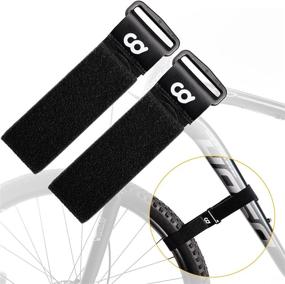 img 4 attached to CyclingDeal Set of 2 Bike Rack Straps - Bike Wheel Stabilizer for Car, 🚲 Garage, Repair Stand - Double-Sided Extended Adjustable Hook and Loop Straps - Versatile Fit for Bicycles