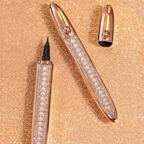 img 3 attached to 💎 Dazzling Pearl-White Upgraded Self-Adhesive Eyeliner: 2-in-1 Glitter Diamond Bling Pen, No Glue or Magnets Needed! Perfect for Eye Makeup & False Eyelashes – Ideal Women's Gift!