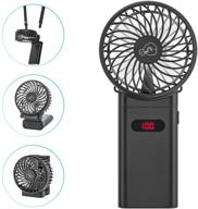 🌬️ rechargeable portable handheld fan, 4000mah battery operated small desk fan with lcd display, neck fan with lanyard, foldable design, 4 speeds - ideal for outdoor, camping, travel, office use logo