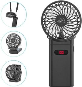 img 4 attached to 🌬️ Rechargeable Portable Handheld Fan, 4000mAh Battery Operated Small Desk Fan with LCD Display, Neck Fan with Lanyard, Foldable Design, 4 Speeds - Ideal for Outdoor, Camping, Travel, Office Use