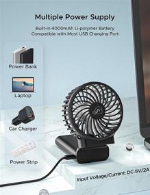 img 2 attached to 🌬️ Rechargeable Portable Handheld Fan, 4000mAh Battery Operated Small Desk Fan with LCD Display, Neck Fan with Lanyard, Foldable Design, 4 Speeds - Ideal for Outdoor, Camping, Travel, Office Use