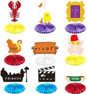 🌈 colorful & fun 9-pack party honeycomb centerpiece kit with flower paper fans & cutout friends – perfect décor for themed birthdays, baby showers, and photo booths! logo