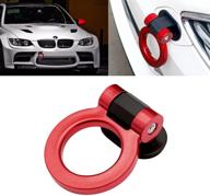 🏎️ red universal jdm track racing style tow hook ring for cars, trucks, and suvs - xotic tech logo