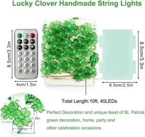 img 1 attached to 🎄 10ft Battery Powered Remote Control 40LED Christmas Decoration String Light - Handmade Four-Leaves Clover Fairy Lights for Bedroom Party Feast - Green String Lights Décor