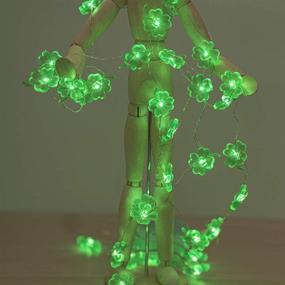 img 3 attached to 🎄 10ft Battery Powered Remote Control 40LED Christmas Decoration String Light - Handmade Four-Leaves Clover Fairy Lights for Bedroom Party Feast - Green String Lights Décor