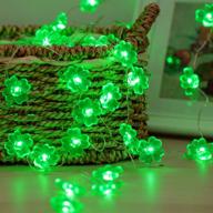 🎄 10ft battery powered remote control 40led christmas decoration string light - handmade four-leaves clover fairy lights for bedroom party feast - green string lights décor логотип