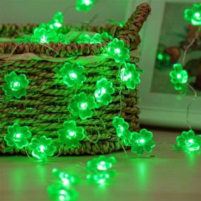 img 4 attached to 🎄 10ft Battery Powered Remote Control 40LED Christmas Decoration String Light - Handmade Four-Leaves Clover Fairy Lights for Bedroom Party Feast - Green String Lights Décor