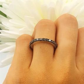 img 2 attached to 💍 Dazzlingrock Collection 1.50 Carat (ctw) Round Black Diamond Eternity Wedding Stackable Ring Band - 1 1/2 CT, 14K White Gold