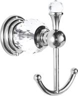 💎 bathsir crystal robe hook: wall mounted silver double coat hook with chrome finish for enhanced bathroom accessories logo