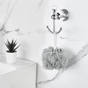 img 3 attached to 💎 BATHSIR Crystal Robe Hook: Wall Mounted Silver Double Coat Hook with Chrome Finish for Enhanced Bathroom Accessories
