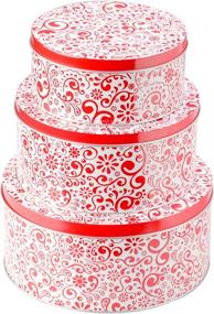 img 4 attached to StarPack Premium Christmas Cookie Tins Set of 3 - Decorative Gift Tins for Cookies - Extra Thick Steel, Large, Medium, Small Sizes