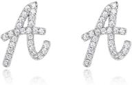 💎 shiny silver initial letter earrings: personalized statement studs for girls & women logo