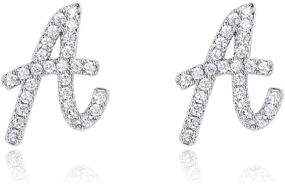 img 4 attached to 💎 Shiny Silver Initial Letter Earrings: Personalized Statement Studs for Girls & Women