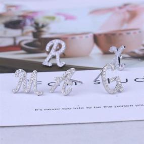 img 1 attached to 💎 Shiny Silver Initial Letter Earrings: Personalized Statement Studs for Girls & Women