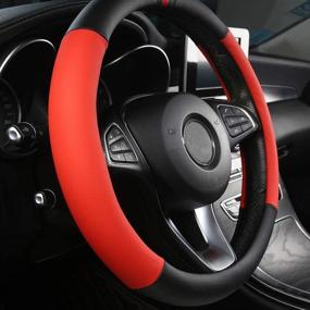 img 2 attached to Black Panther Premium Textured Leather Auto Car Steering Wheel Cover