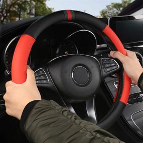 img 3 attached to Black Panther Premium Textured Leather Auto Car Steering Wheel Cover