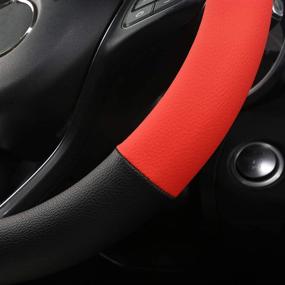 img 1 attached to Black Panther Premium Textured Leather Auto Car Steering Wheel Cover