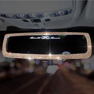 hyl world bling rhinestones car rear view mirror crystal diamond rear view mirror for women and girls auto interior accessories (champagne) logo