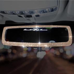 img 2 attached to HYL World Bling Rhinestones Car Rear View Mirror Crystal Diamond Rear View Mirror For Women And Girls Auto Interior Accessories (Champagne)