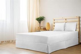 img 2 attached to 🛏️ SPAY Linen роскошная подкладка на кровать: премиальная кинг-сайз, белый цвет, длина 12 дюймов, 100% хлопок, роскошная и легко моющаяся, качественно обработанный низ, устойчивость к складкам и выцветанию.
