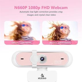 img 3 attached to NexiGo N660P 1080P 60FPS Webcam with Software Control, Dual Microphone & Cover, Autofocus, HD USB Computer Web Camera, Pink - Enhance Your OBS/Zoom/Skype/FaceTime/Teams/Twitch Experience