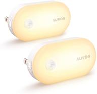 🔦 auvon dimmable (1-120lm) motion sensor night light, plug in smart nightlight perfect for bathroom, hallway, kitchen, garage, toilet, 2 pack логотип