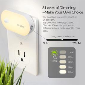 img 3 attached to 🔦 AUVON Dimmable (1-120lm) Motion Sensor Night Light, Plug in Smart Nightlight Perfect for Bathroom, Hallway, Kitchen, Garage, Toilet, 2 Pack