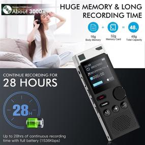 img 1 attached to ZHUFON 48GB Voice Recorder with Active Noise Reduction, Wheels Design, Line-in, MP3 Player, USB Charge - Upgraded Mini Voice Recorder for Lectures and Meetings