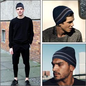 img 3 attached to OMECHY Mens Winter Knit Hats - Warm Skull Beanie Cap with Cuff, Toboggan Style