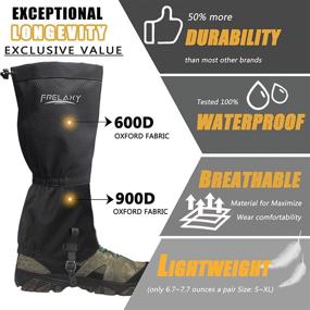 img 3 attached to Frelaxy Leg Gaiters: 2022 New Version - High-Performance, Waterproof, Adjustable Snow Boot Gaiters for Hunting, Hiking, Skiing, and Motorcycle