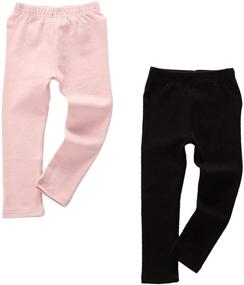 img 4 attached to High-quality FIGHTA Girl's Legging: Little Girls Basic Cotton Leggings (2 Pack) - Perfect Baby Girls Pants for Style and Comfort