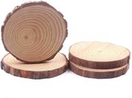 🌲 pack of 4 natural wood slices: 9-10 inch round pinewood slabs for rustic table centerpiece, outdoor country barn wedding decor, weathered log disc with tree bark logo