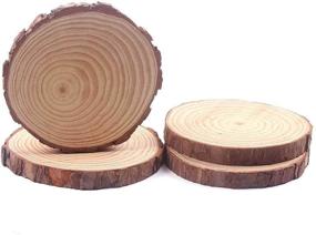 img 4 attached to 🌲 Pack of 4 Natural Wood Slices: 9-10 inch Round Pinewood Slabs for Rustic Table Centerpiece, Outdoor Country Barn Wedding Decor, Weathered Log Disc with Tree Bark