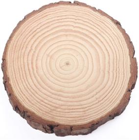 img 1 attached to 🌲 Pack of 4 Natural Wood Slices: 9-10 inch Round Pinewood Slabs for Rustic Table Centerpiece, Outdoor Country Barn Wedding Decor, Weathered Log Disc with Tree Bark